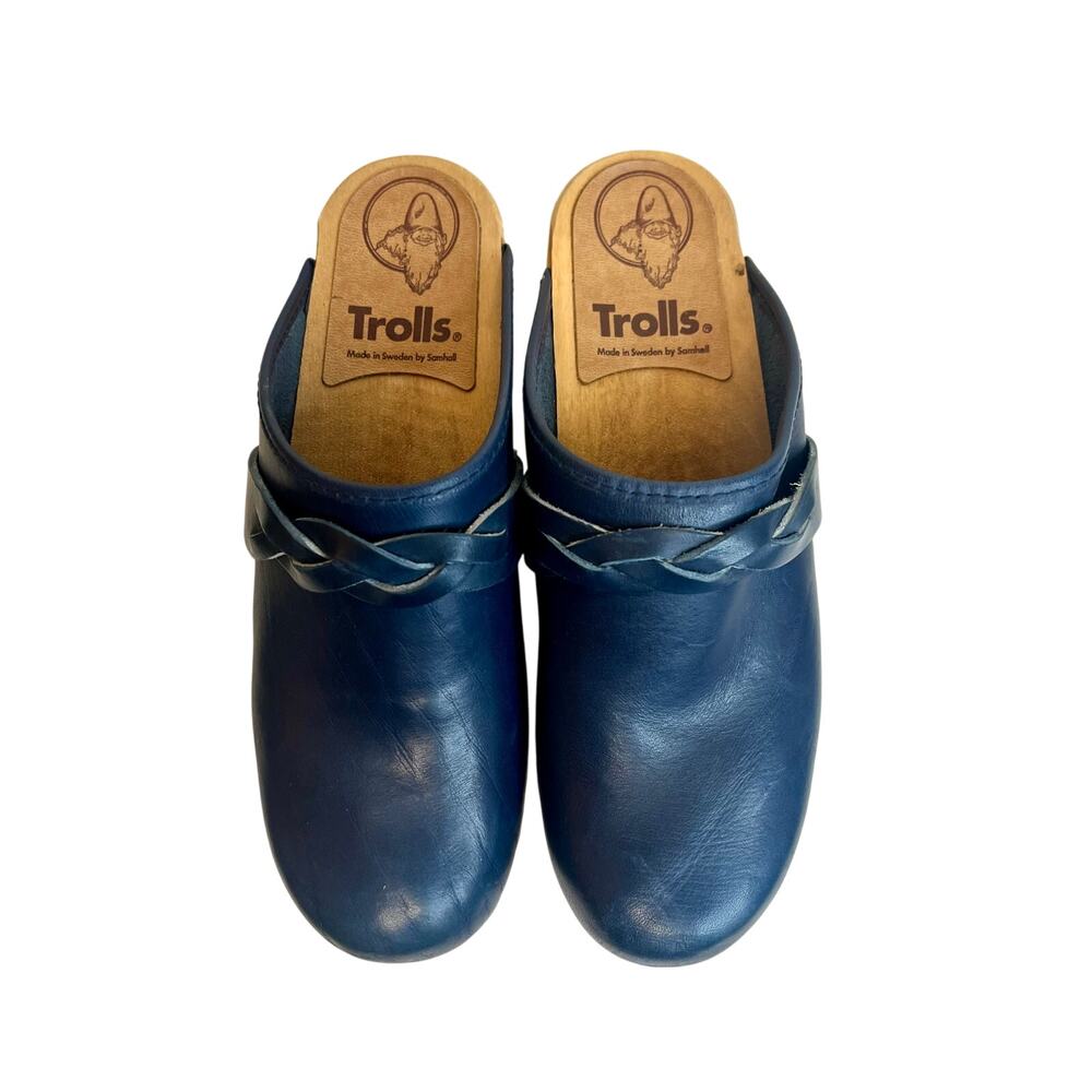 Trolls Vtg Leather Clogs by Samhall Hand Carved in Sweden Size EU 40/US 8-9
